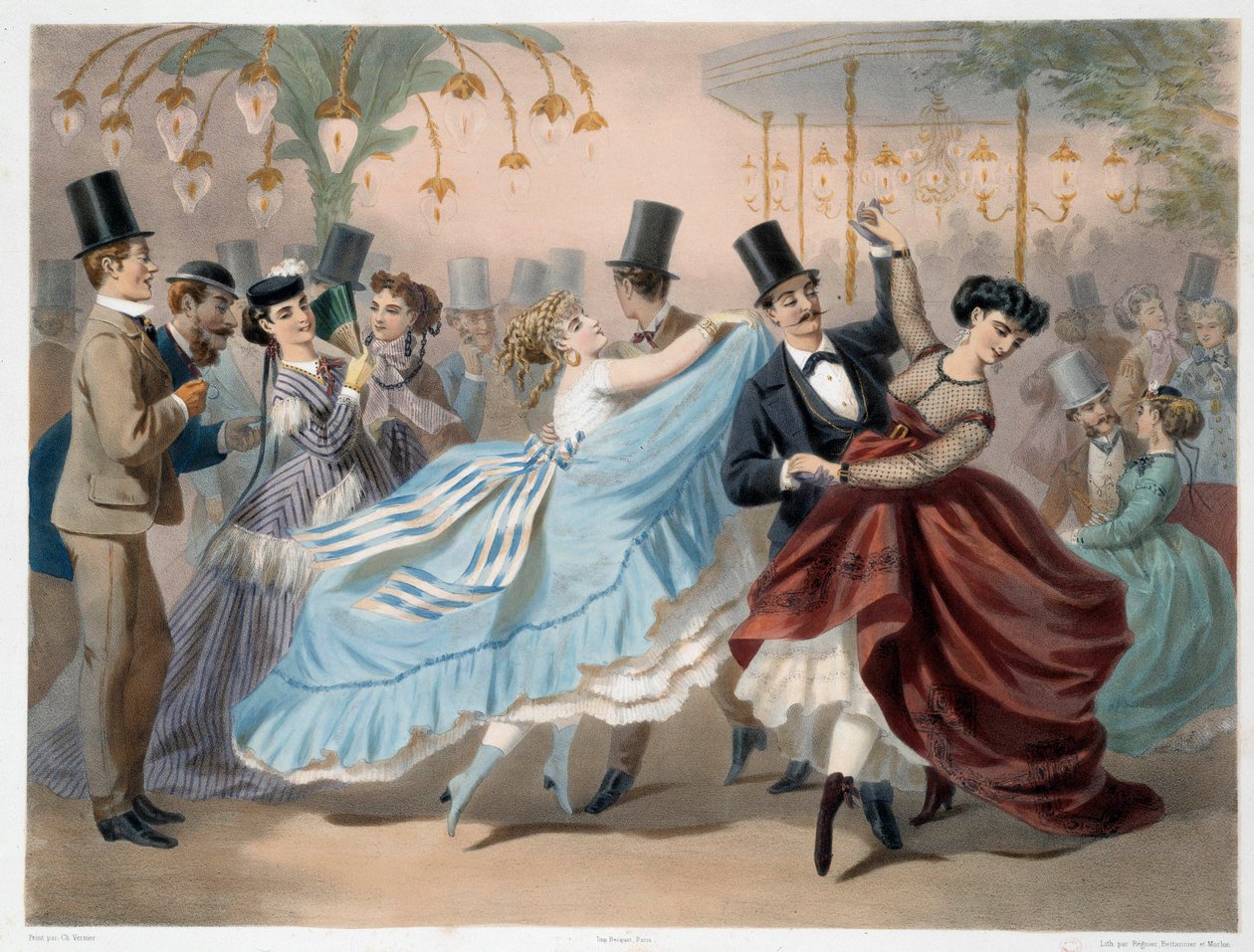 Charles Vernier (1831-1887) 19. yüzyıl Paris, Musee Carnavalet tarafından Mabille Ball Lithograph by Charles Vernier