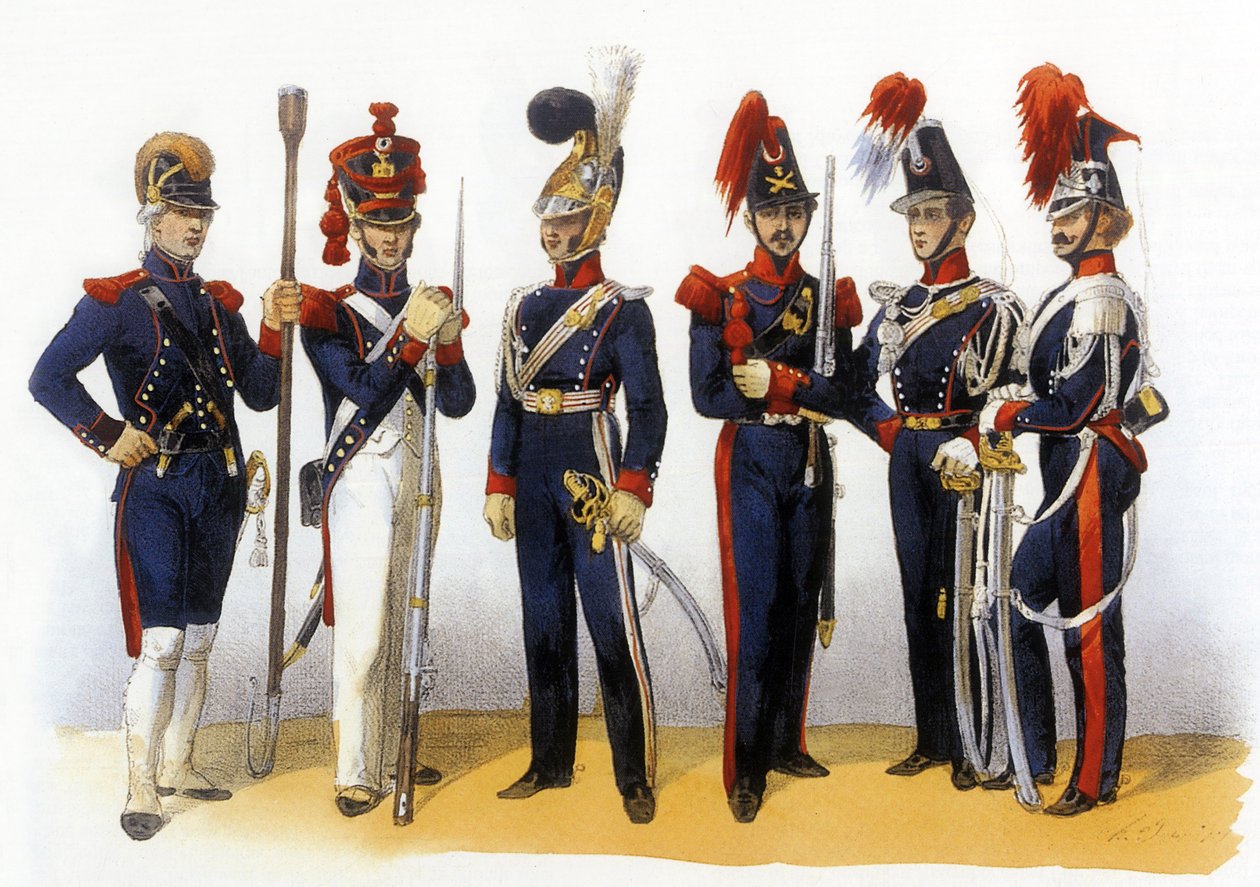 Fransız ordusunun üniformaları: Ulusal Muhafız (Topçu ve Süvari) 18-19. yüzyıl, Charles Vernier#39;in gravürü (1831-1887) by Charles Vernier