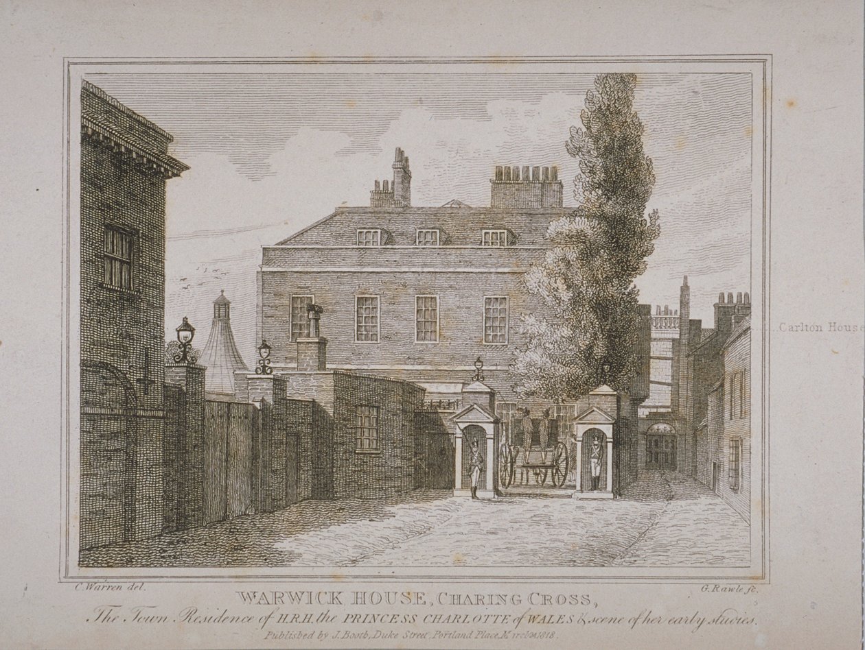 Samuel Rawle (1771-1860) tarafından oyulmuş ve John Booth (1794-1855) tarafından yayınlanmış Warwick House