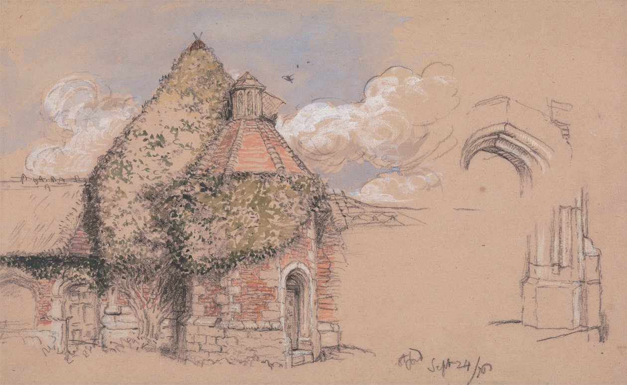 Otford, Kent'teki Canterbury Başpiskoposlarının Antik Sarayının Harabeleri, 24 Eylül 1856 by Charles West Cope