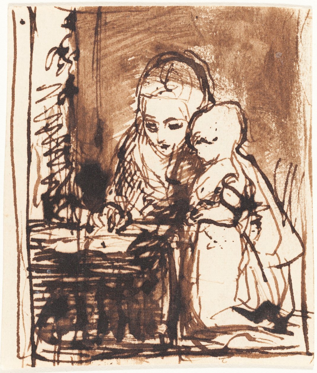 Çocuğa kitap okuyan kadın by Charles West Cope