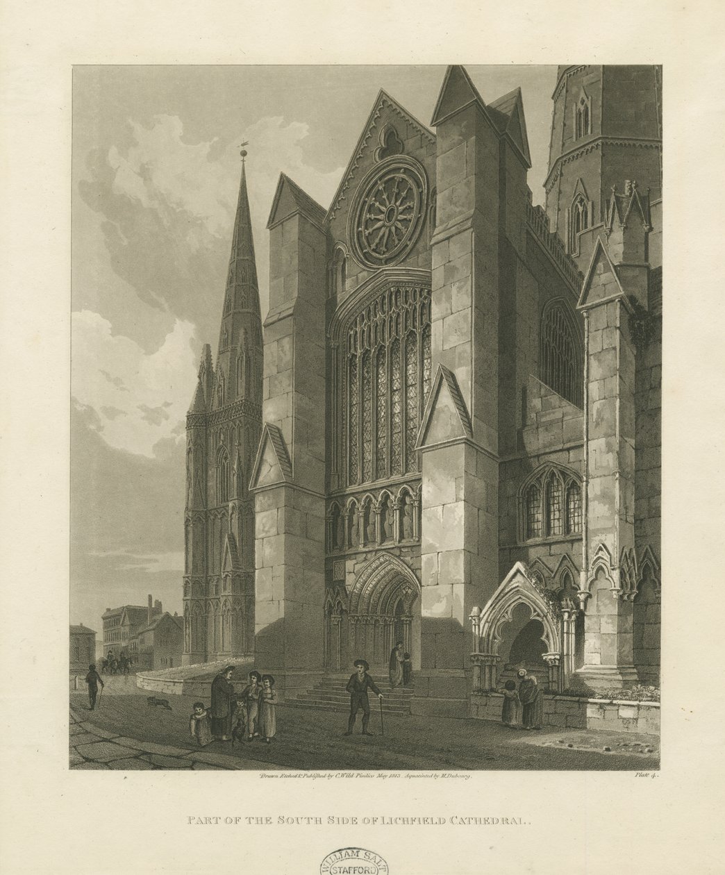 Lichfield Katedrali - Güney Transept: aquatint gravür by Charles Wild