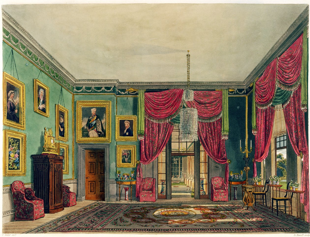 The Green Pavilion, Frogmore House, Daniel Havell (1785-1826), William Henry Pyne (1769-1843), 1819 tarafından oyulmuş 