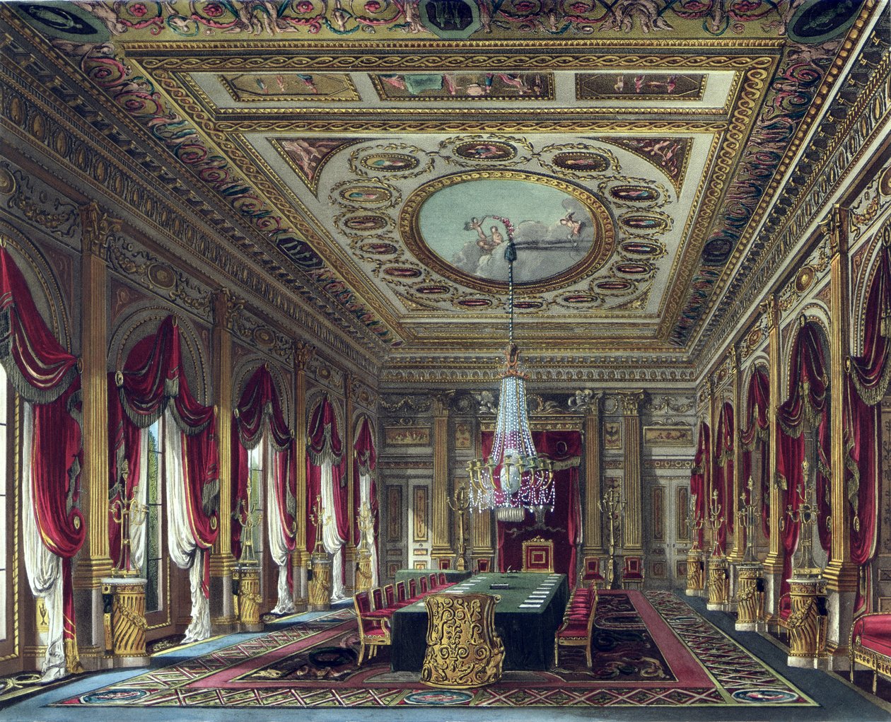 The Throne Room, Carlton House, Thomas Sutherland (d.1785), William Henry Pyne (1769-1843), 1818 tarafından oyulmuş 