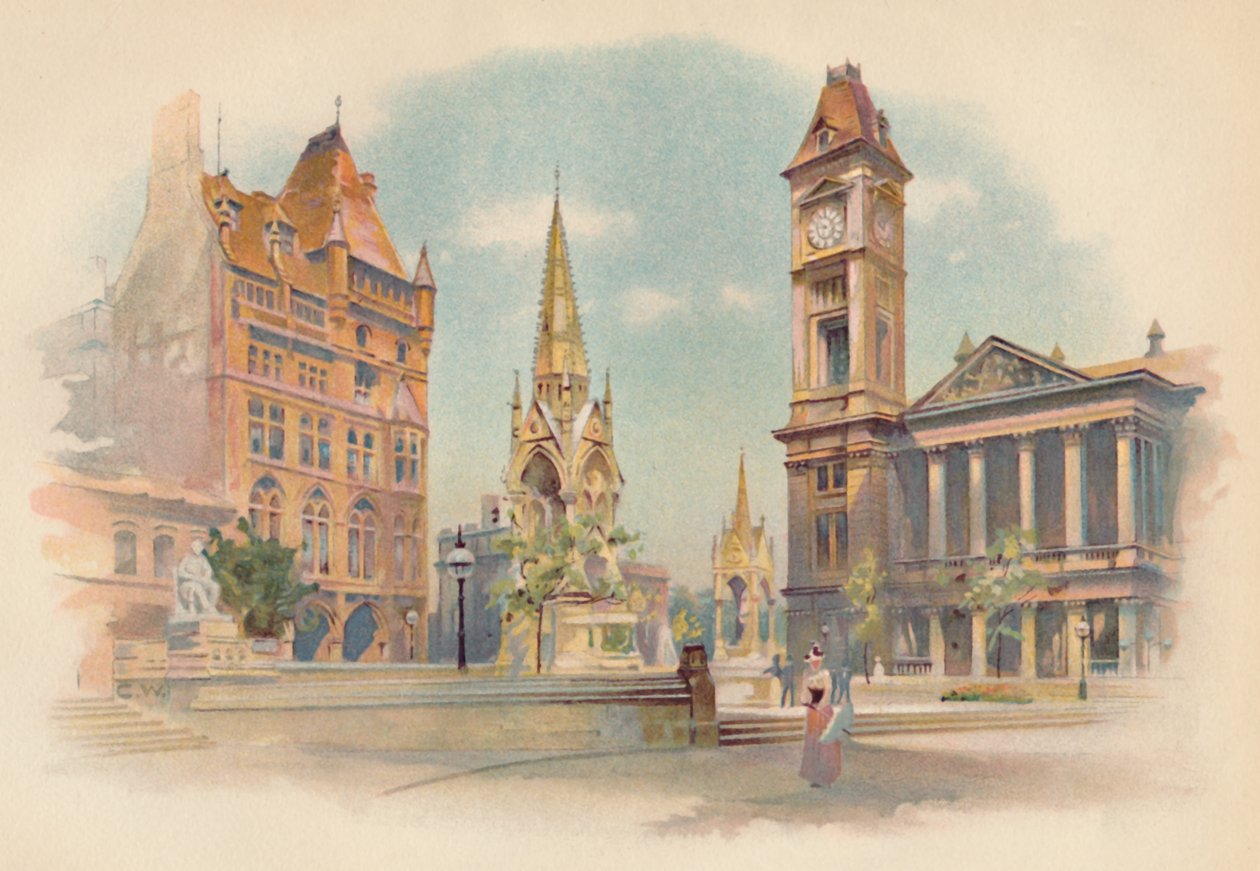 Chamberlain Meydanı, Birmingham. Kız Lisesi gösteriliyor, c1890 by Charles Wilkinson