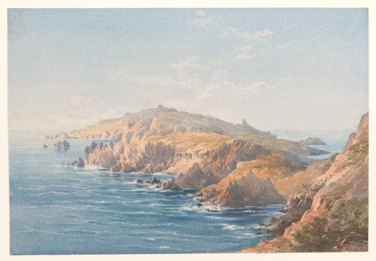 Korsika'nın kıyı manzarası by Charles William Meredith van de Velde