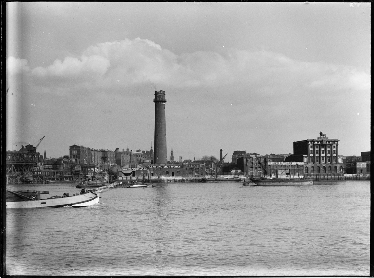 Shot Tower ve Lead Works, Belvedere Road, Lambeth, Greater London Authority, 1936. by Charles William Prickett