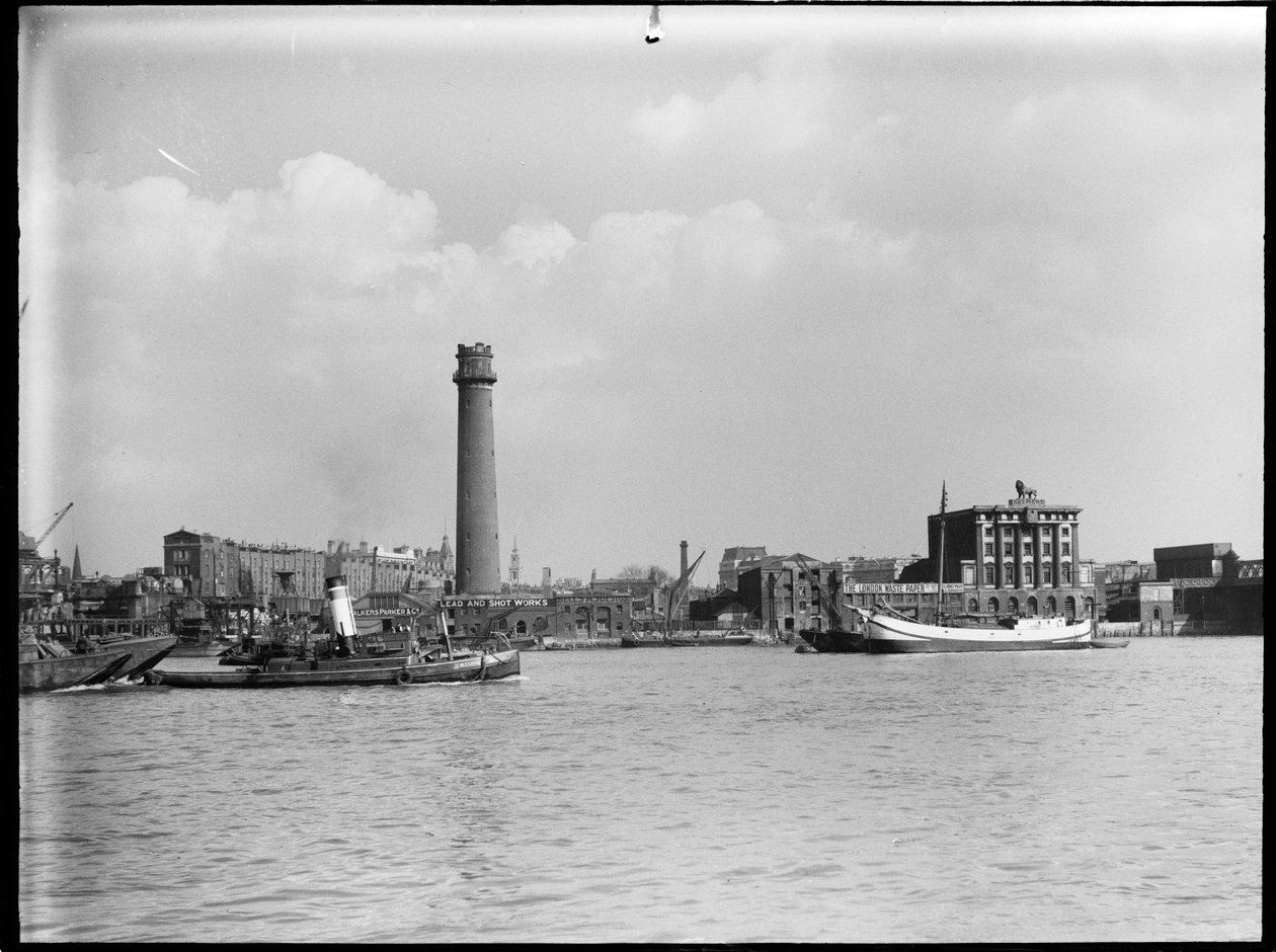 Shot Tower ve Lead Works, Belvedere Road, Lambeth, Greater London Authority, 1936. by Charles William Prickett
