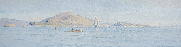 Sahilden Güneşli Bir Gün, Villefranche sur Mer, 1885 dolayları (tuval üzerine yağlı boya serilmiş) by Charles William Wyllie