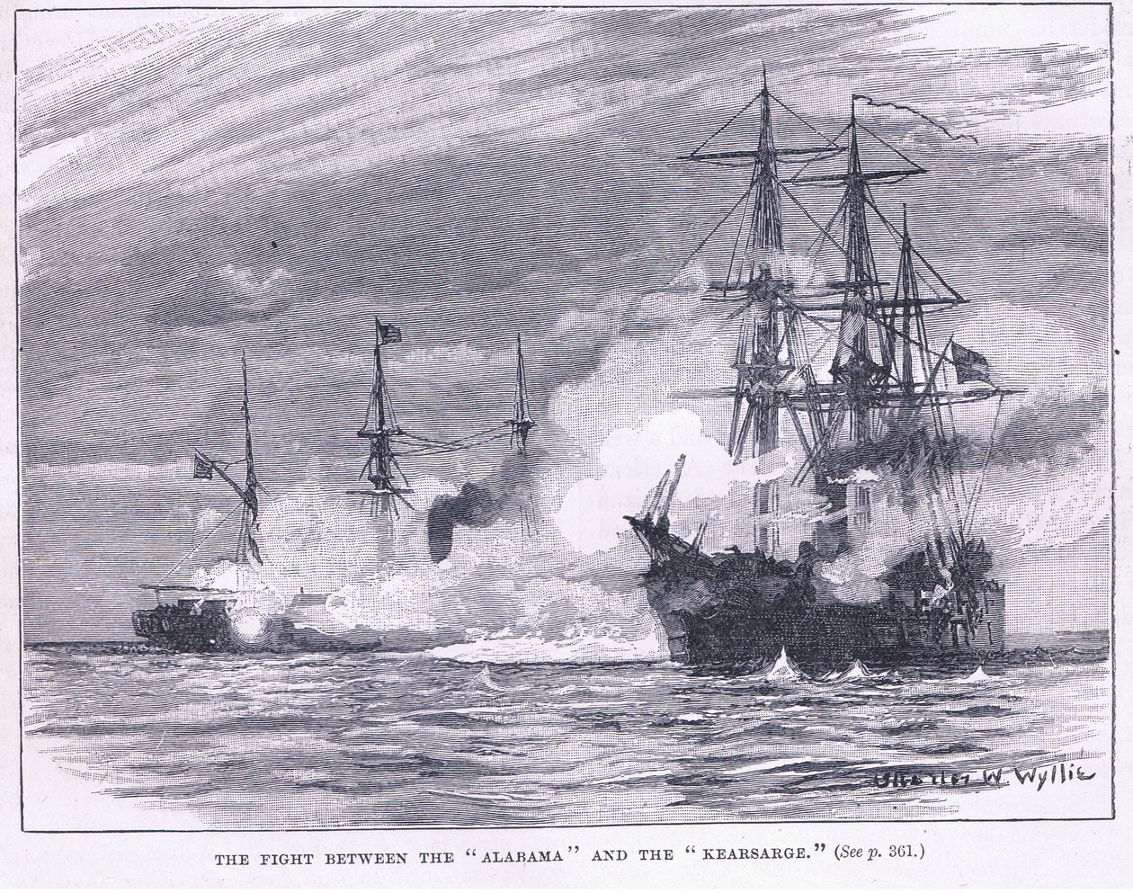 'Alarama' ve 'Kearsarge' arasındaki mücadele by Charles William Wyllie