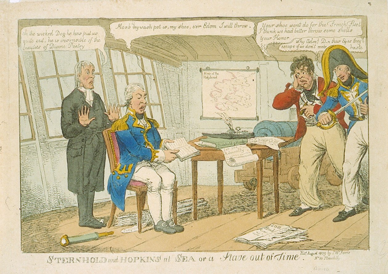 Denizde Sternhold ve Hopkins veya Zamanın Dışında Bir Çıta, 1809 (renkli gravür) by Charles Williams