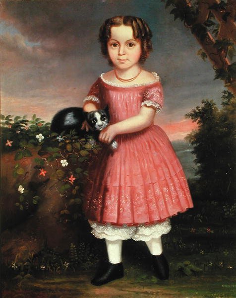 Bir Kediyi Okşayan Bir Çocuğun Portresi by Charles Winter