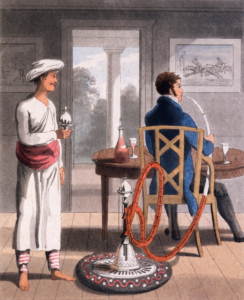 Nargile Burdası veya Pipo Taşıyıcısıyla Bir Bey, 1813 by Charles d Oyly