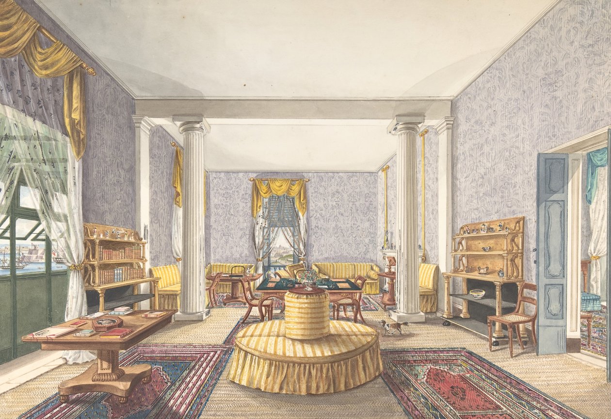 İç mekan tasarımı, ca. 1830. by Charles de Brocktorff