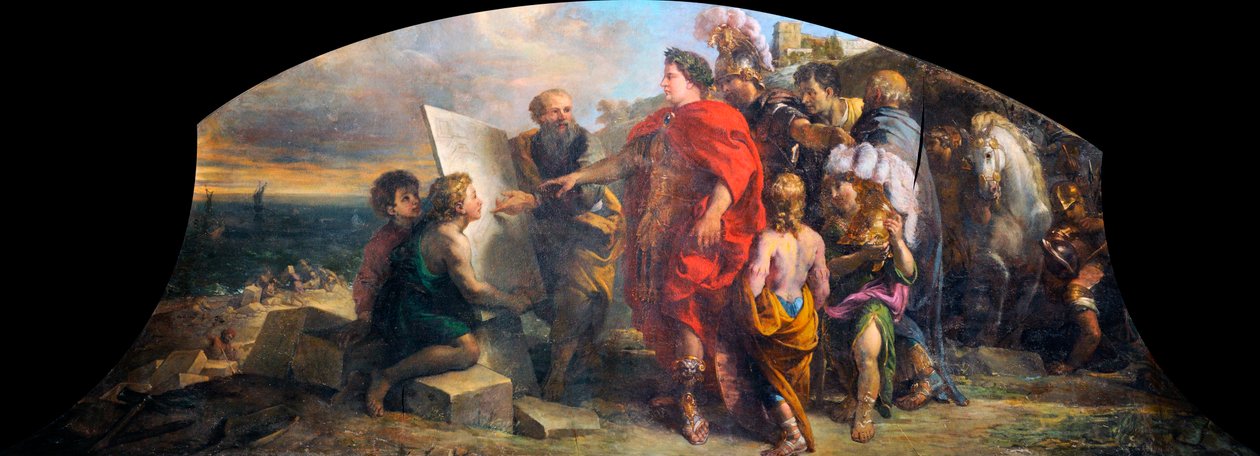 İmparator Augustus (MÖ 63-14) Misene limanını inşa ediyor (İtalya) (Augustus Miseno Limanını İnşa Ediyor) - Charles de La Fosse (1636-1716), tuval üzerine yağlı boya (200x350 cm) by Charles de la Fosse