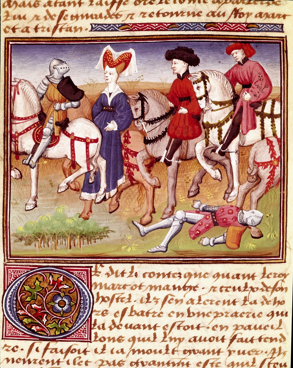Kraliçe Iseut (veya Iseult), Master Charles of Maine 1440-1460 tarafından “Romanesque du Chevalier Tristan”dan çizilen Minyatür binicilerin eşlik ettiği bir attır. Chantilly, Conde Müzesi by Charles du Maine Master