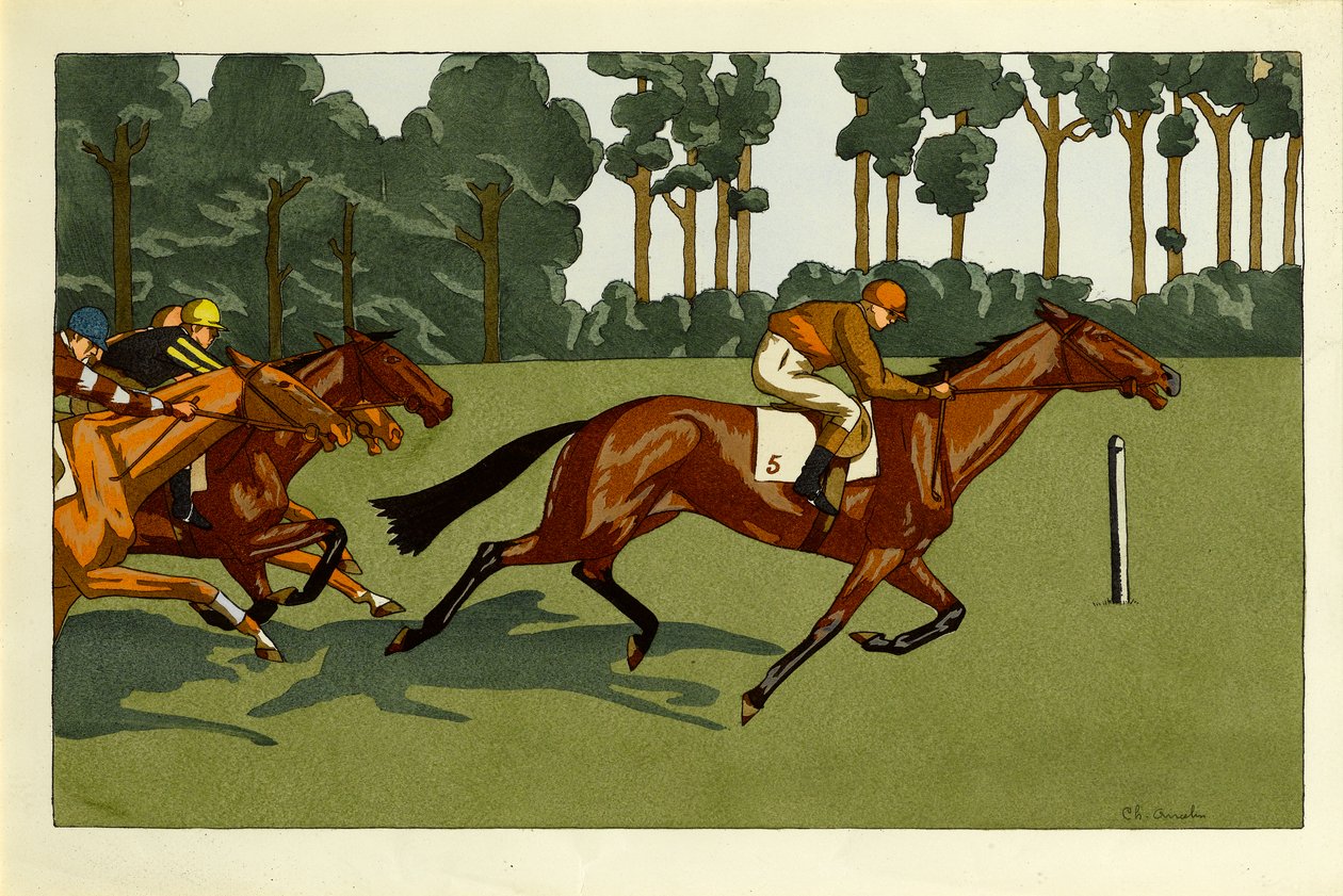 Dört baskı seti - Longchamps ve diğer yarışlar, c.1910 by Charlotte Ancelin