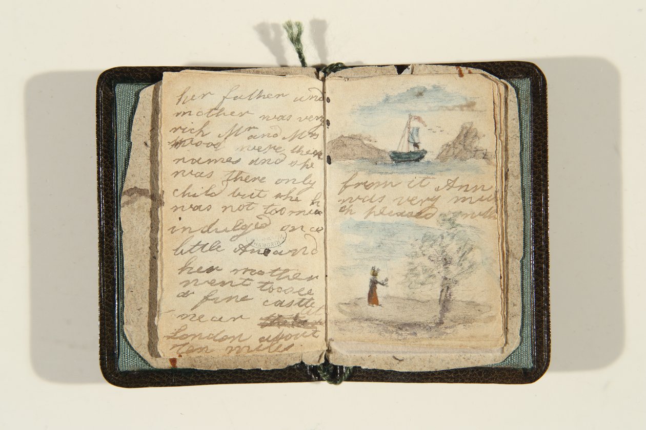Hikaye başlangıcı “Bir zamanlar küçük bir kız vardı ve adı Ane idi, 1828 dolayları (kalem ve mürekkep ve kağıt üzerine sulu boya) by Charlotte Bronte