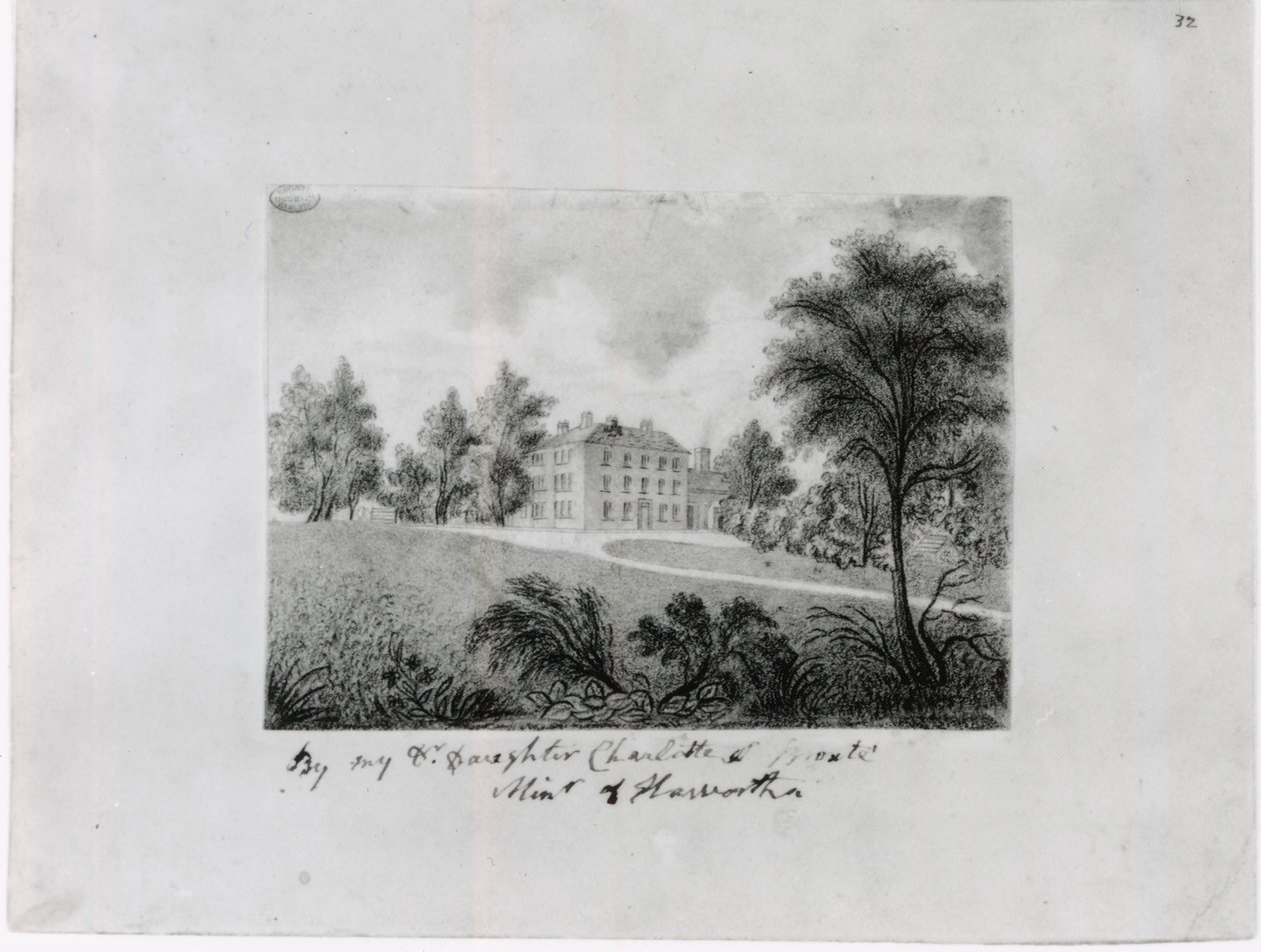 The Roe Head School, c.1831-32 (kağıt üzerinde conte) by Charlotte Bronte