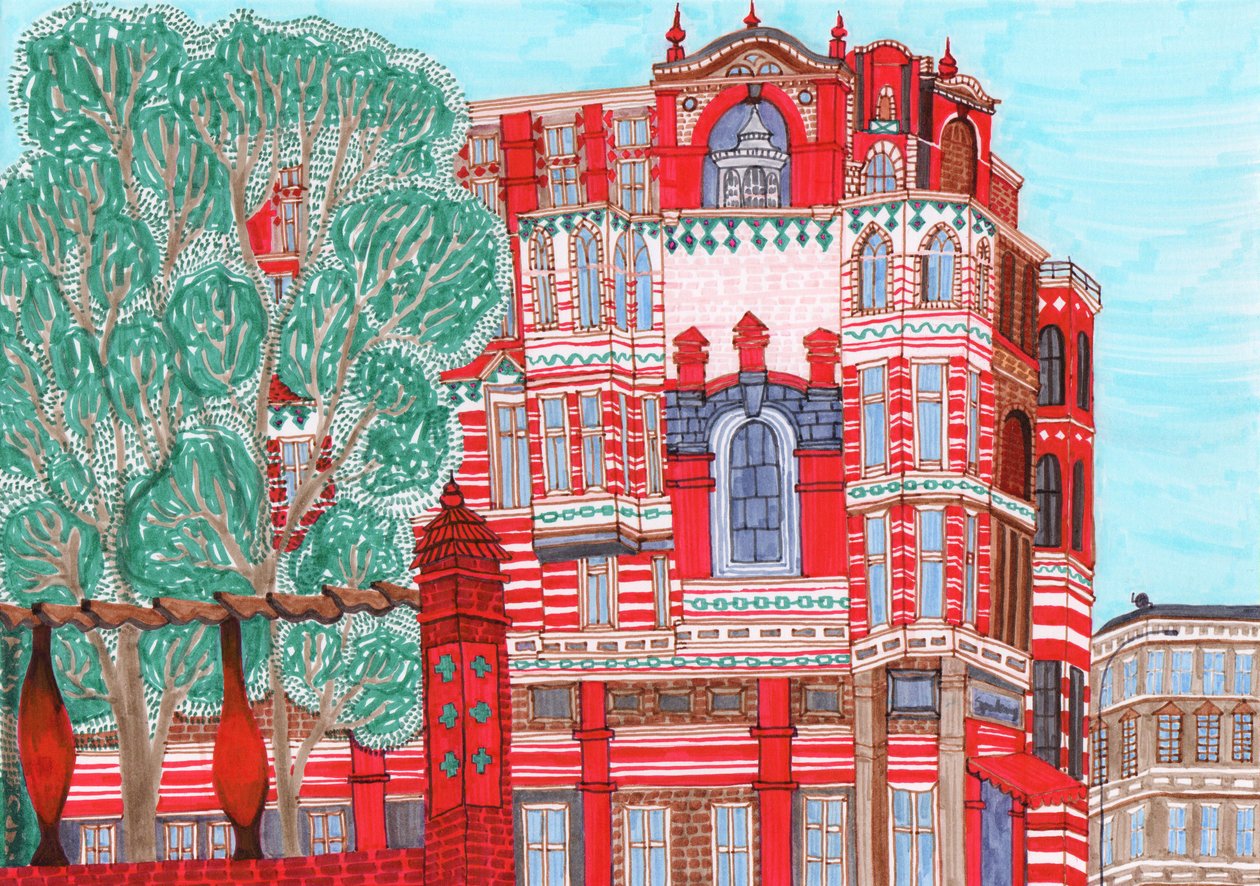 Badstraße in Wedding, 2017 (fırçalı kalemler) by Charlotte Orr