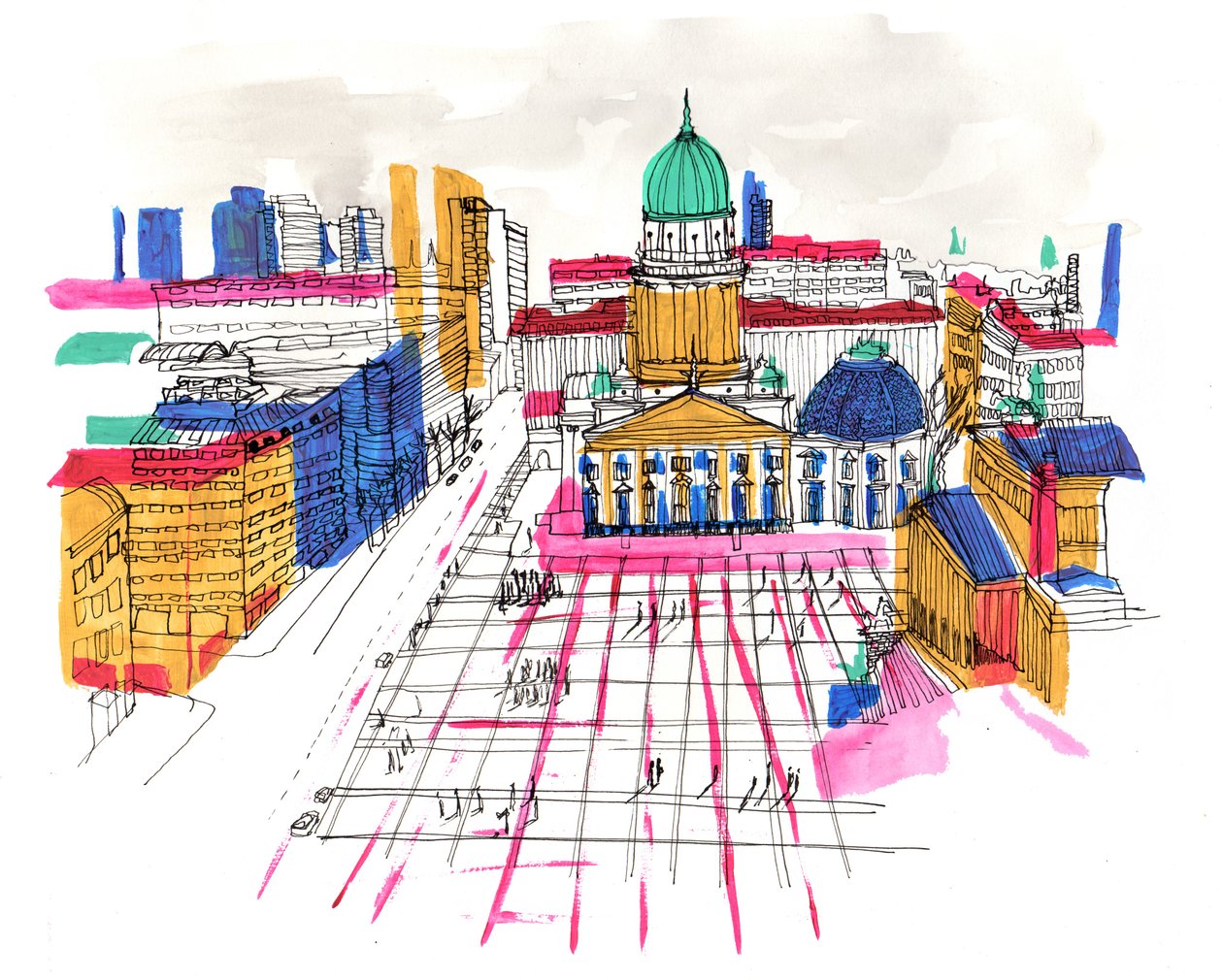 Berlin, 2015, akrilik ve mürekkep by Charlotte Orr