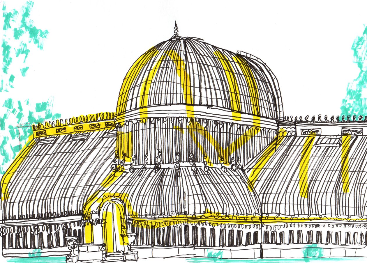 Botanik Bahçeleri, Belfast, 2021 (kalem ve akrilik işaretleyici) by Charlotte Orr
