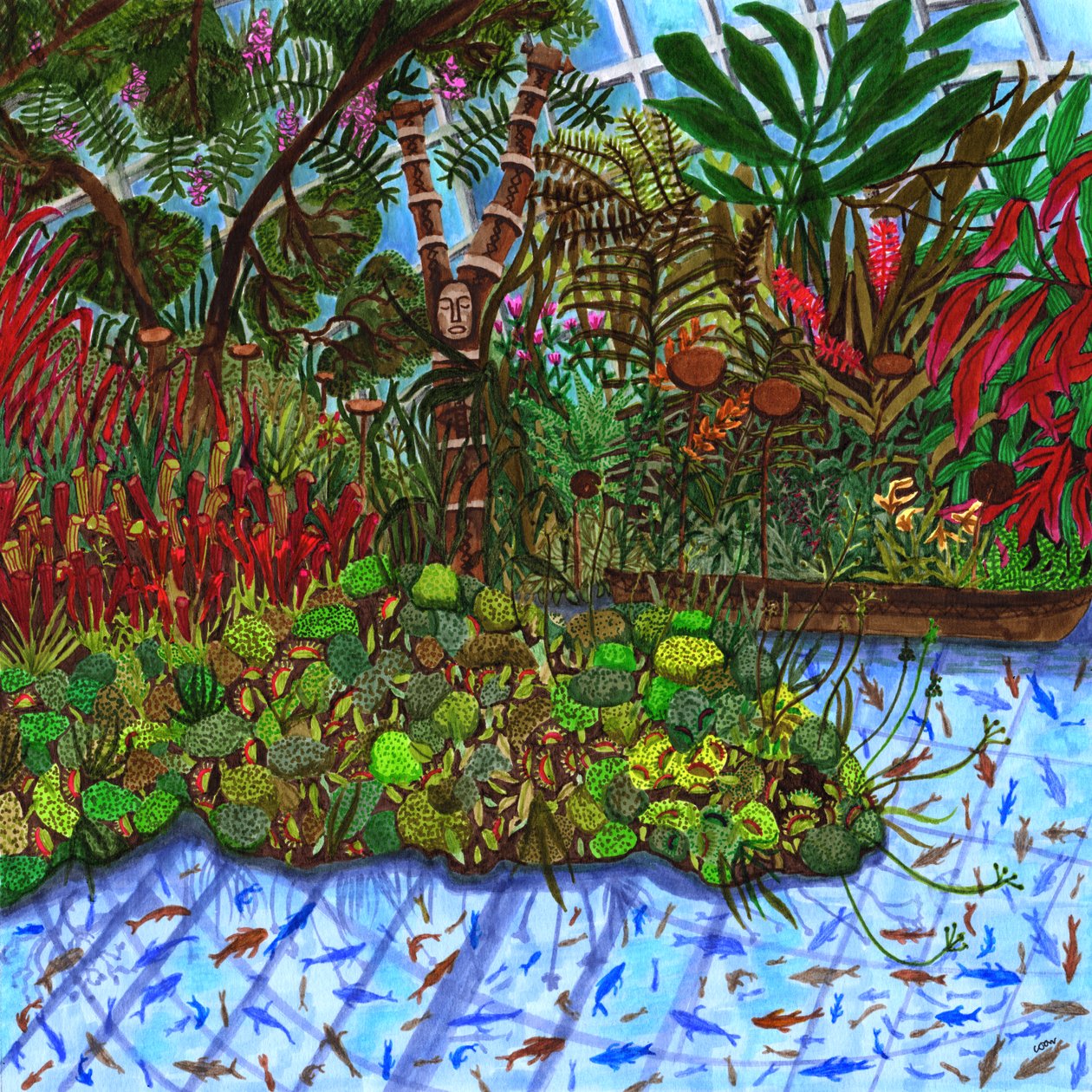 Gardens by the Bay, 2020 (fırçalı kalemler) by Charlotte Orr