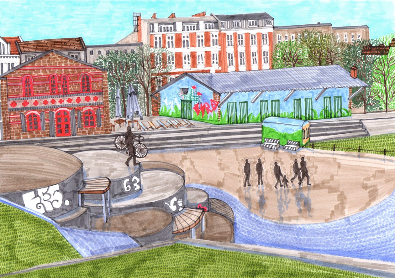 Görlitzer Park, 2017 (fırçalı kalemler) by Charlotte Orr