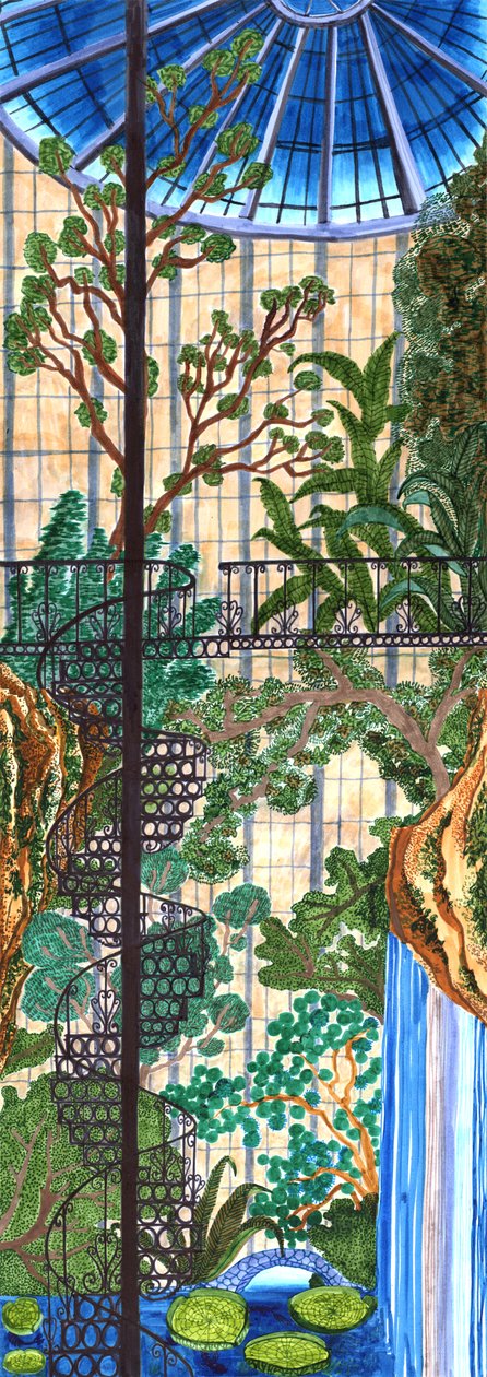 Japon Bahçesi, 2019 (fırçalı kalemler) by Charlotte Orr