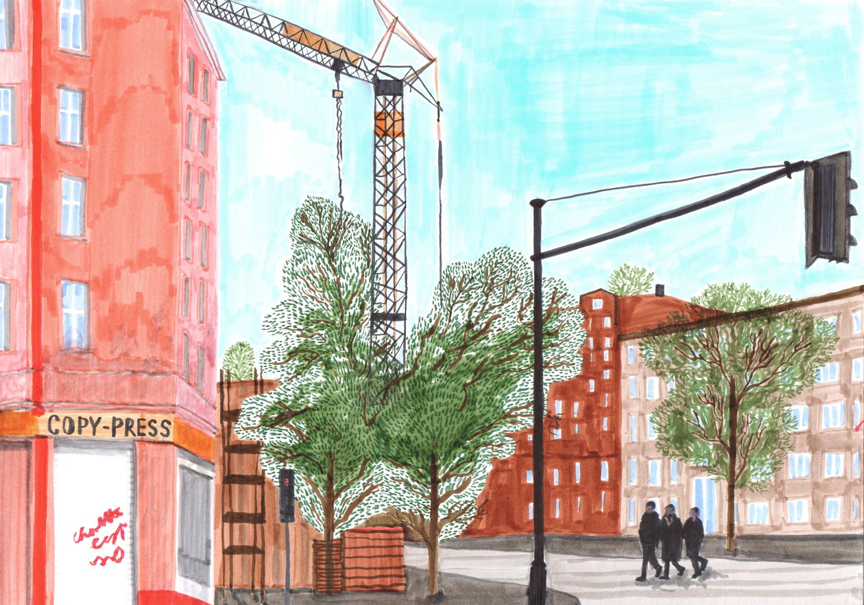 Koloniestraße, 2017 (fırçalı kalemler) by Charlotte Orr