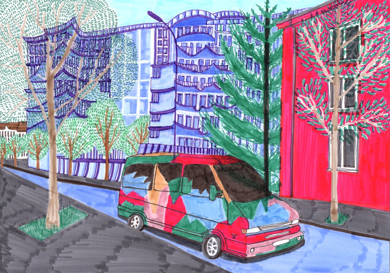 Koloniestraße, Düğün, 2017 (fırçalı kalemler) by Charlotte Orr