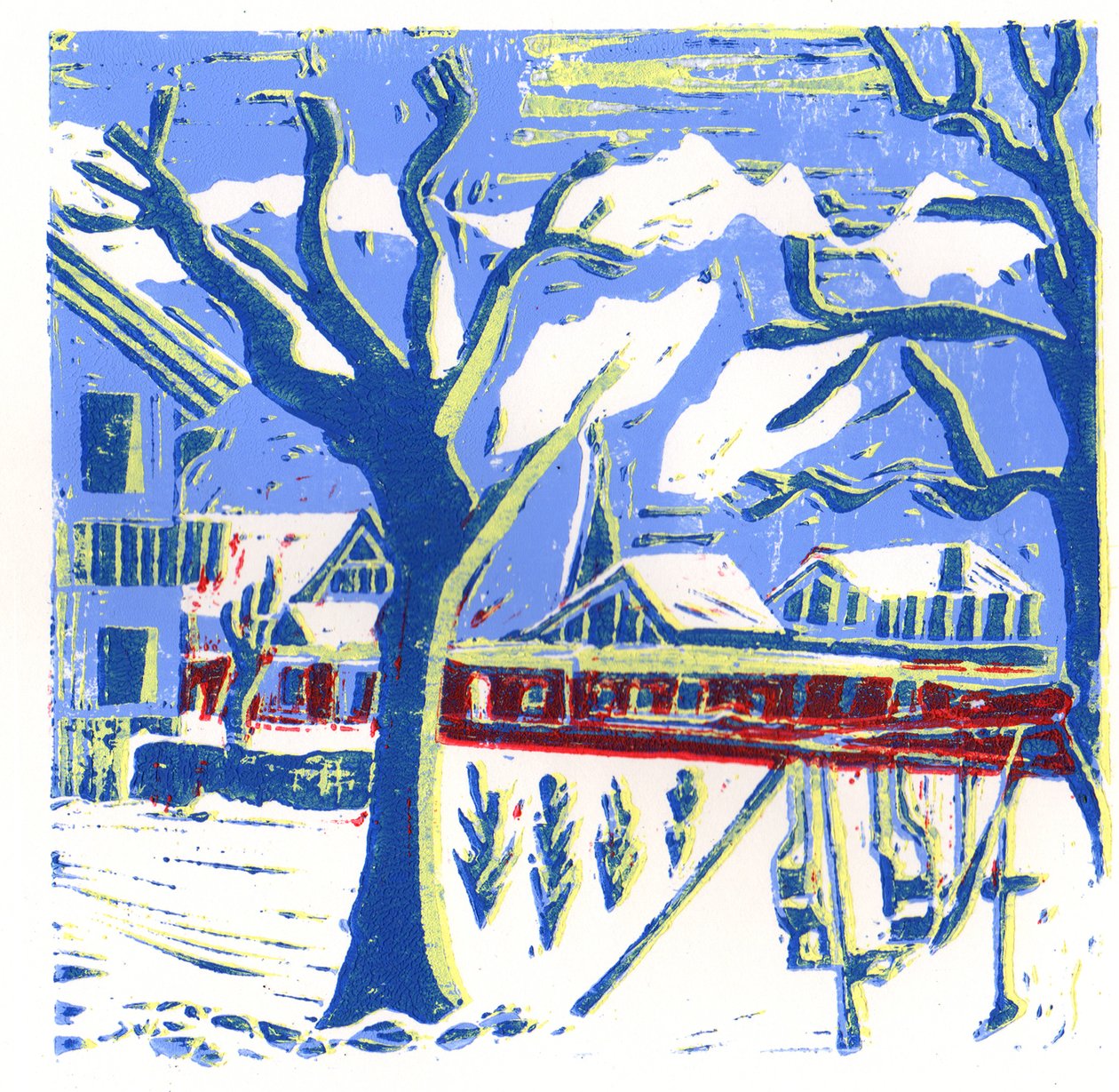 Mayrhofen Ağaçları, 2015 (çizgi baskı) by Charlotte Orr