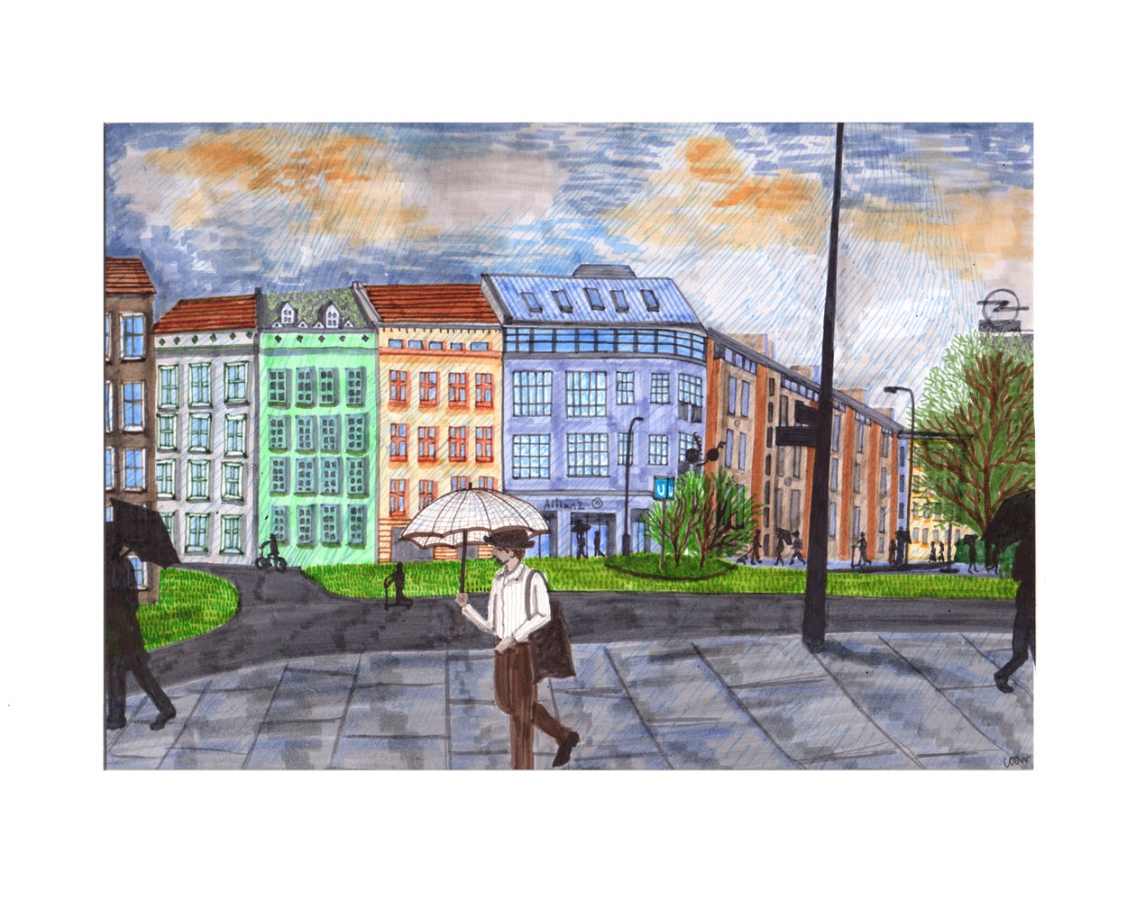 Moritzplatz, 2020 (Fırça Kalemler) by Charlotte Orr