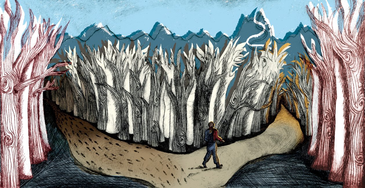 The Road Less Travelled, 2013 (kuru nokta aşındırma ve dijital) by Charlotte Orr