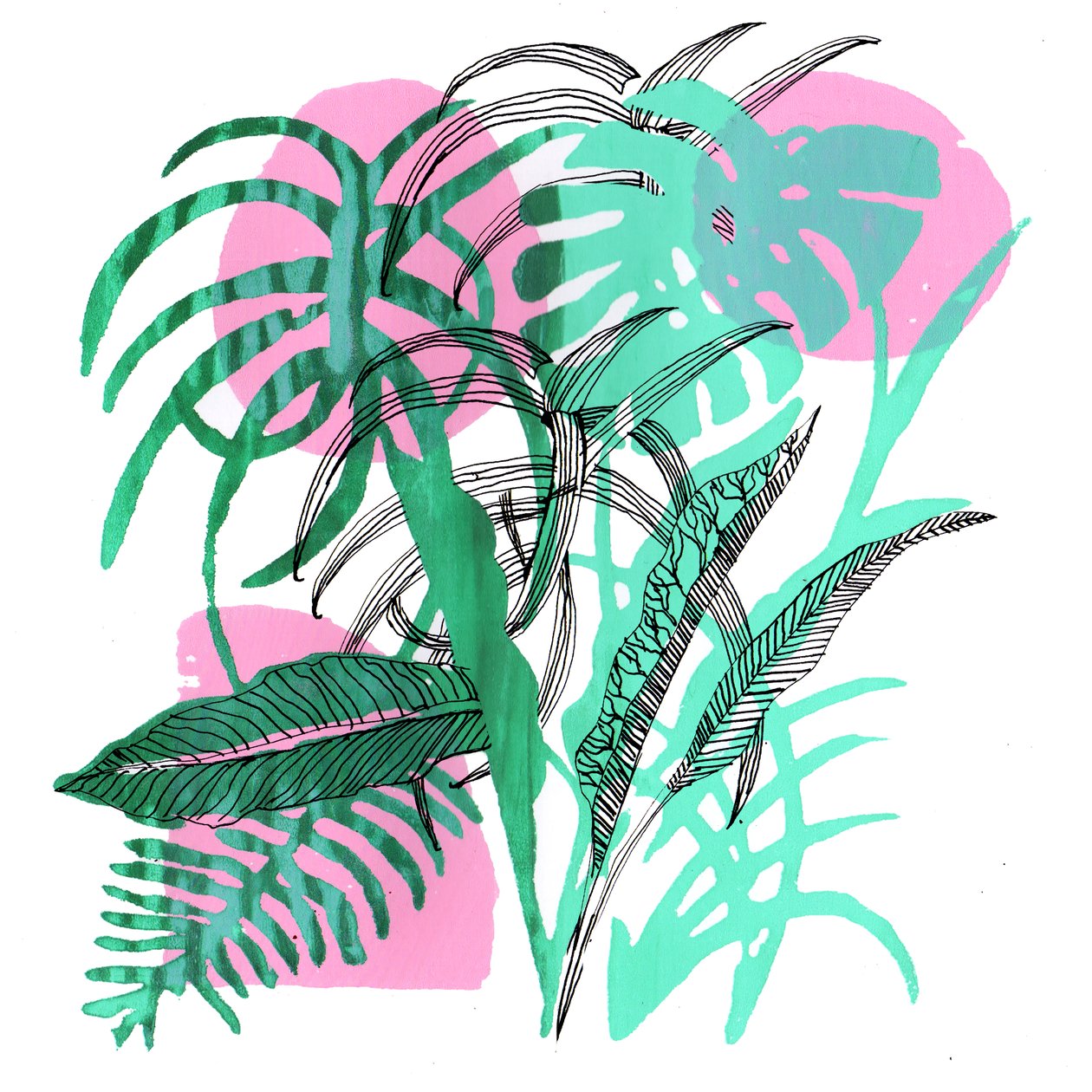 Tropikal Bitkiler, 2018 (ekran baskısı) by Charlotte Orr