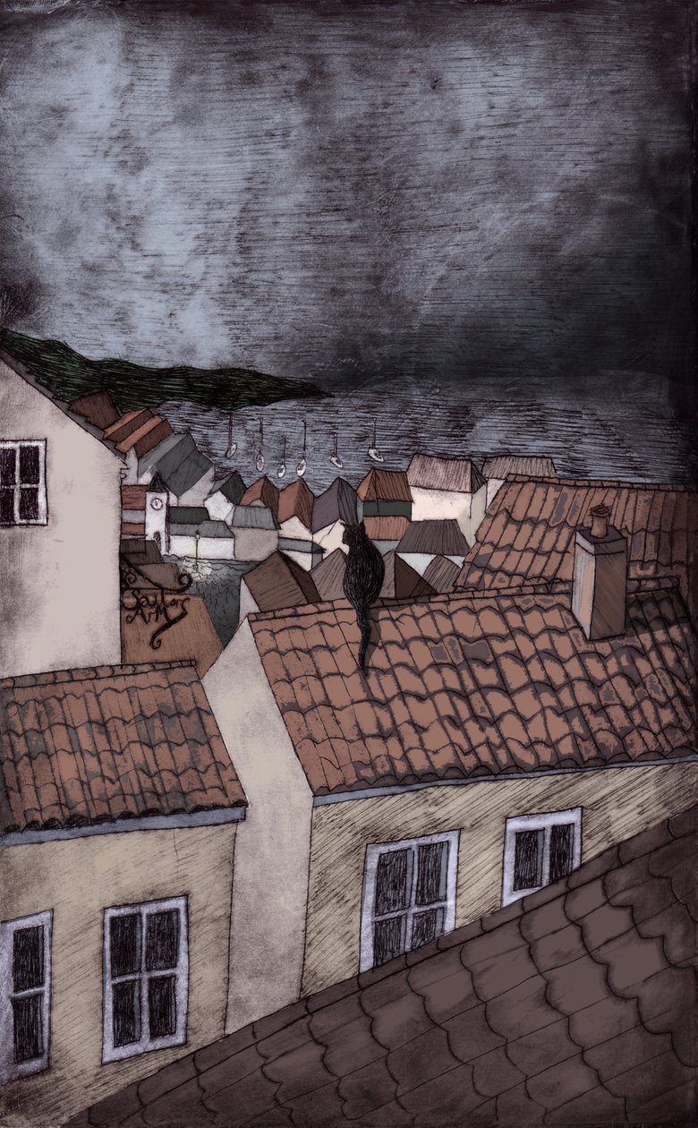 Under Milk Wood, 2013 (kuru nokta aşındırma ve dijital) by Charlotte Orr