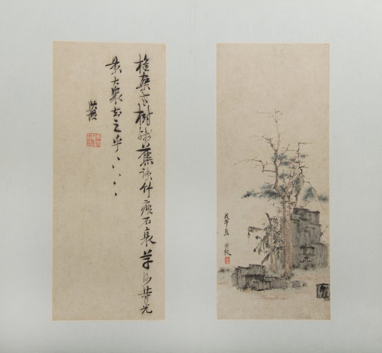 Manzaralar, Figürler ve Çiçekler, 1618-22 tarihli. by Chen Hongshou