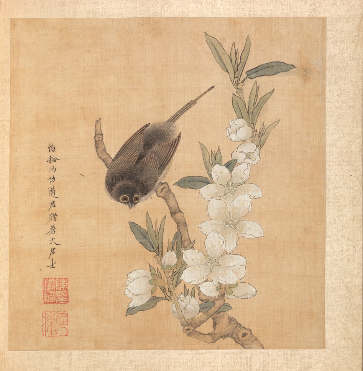 Kadim Ustalardan Sonra Resimler: Bir Kuş ve Şeftali Çiçeği Dalı, 1598-1652. by Chen Hongshou