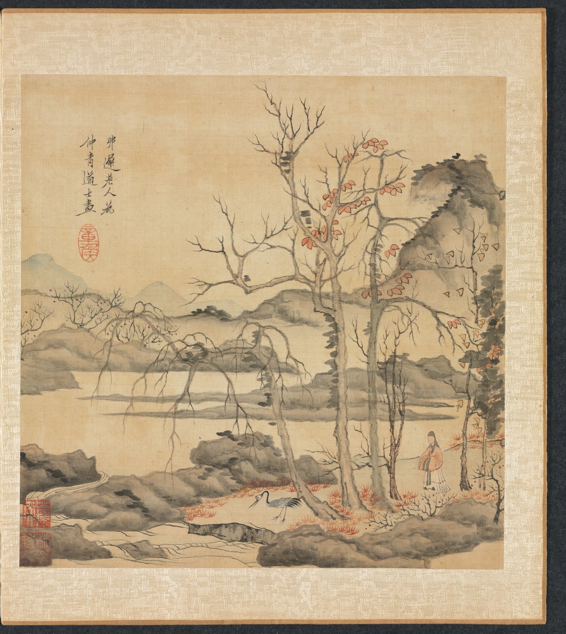 Eski Ustalardan Sonra Resimler: Sonbahar Manzarasında Taocu ve Turna, 1598-1652. by Chen Hongshou