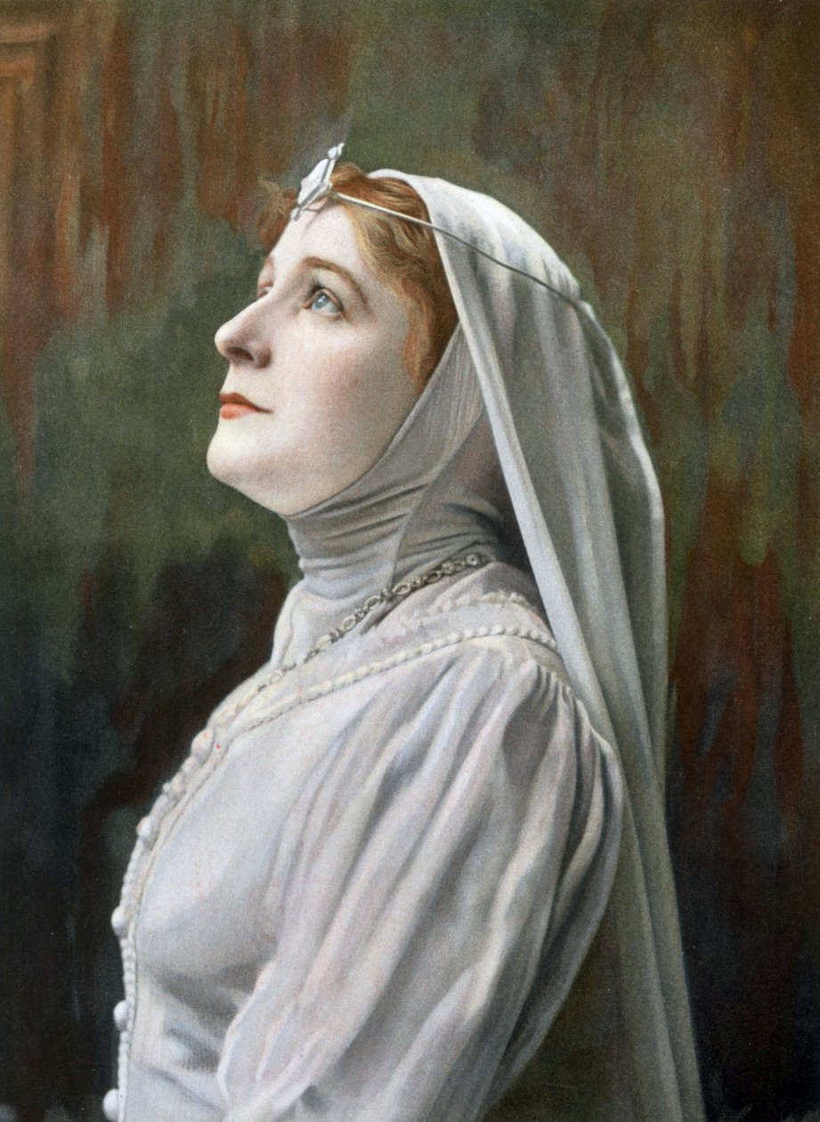 Opera sanatçısı Berthe Lamare, "Ghyslaine" operasında Ghyslaine rolünde, fotoğraf Cheri Rousseau ve Glauth'un Fransız gazetesi "Le Theatre"dan Mayıs 1908 by Cheri Rousseau