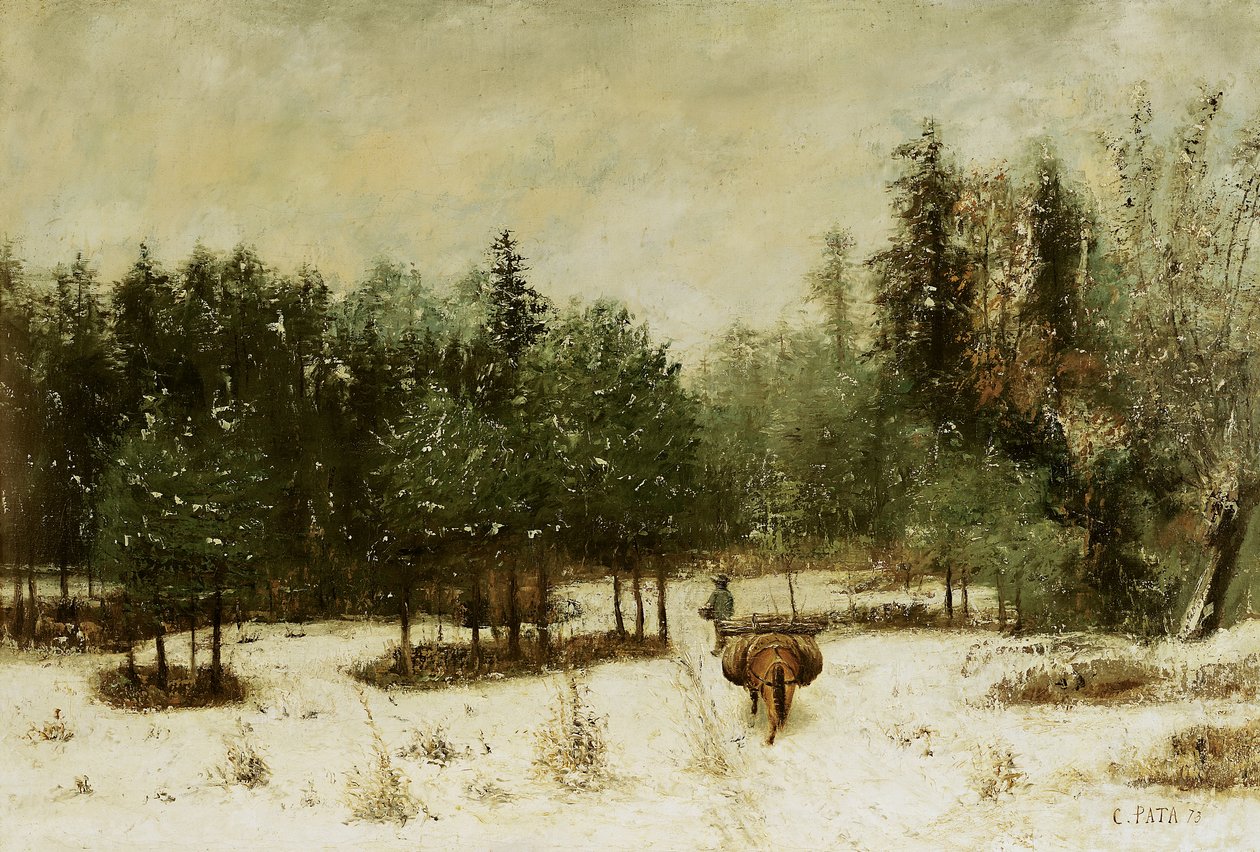 Kışın Ormana Giriş. Kar Etkisi, 1873 by Cherubino Pata
