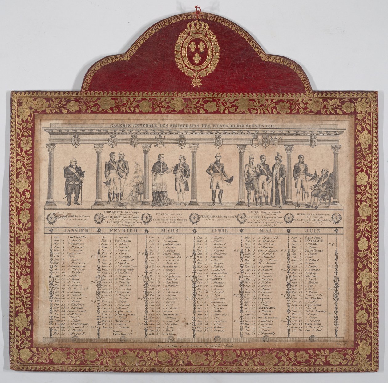 1816 Yılı için Fransız Takvimi Avrupa Devletlerinin Egemenleri Genel Galerisi, 1816 by Chevalier Henry Guillot