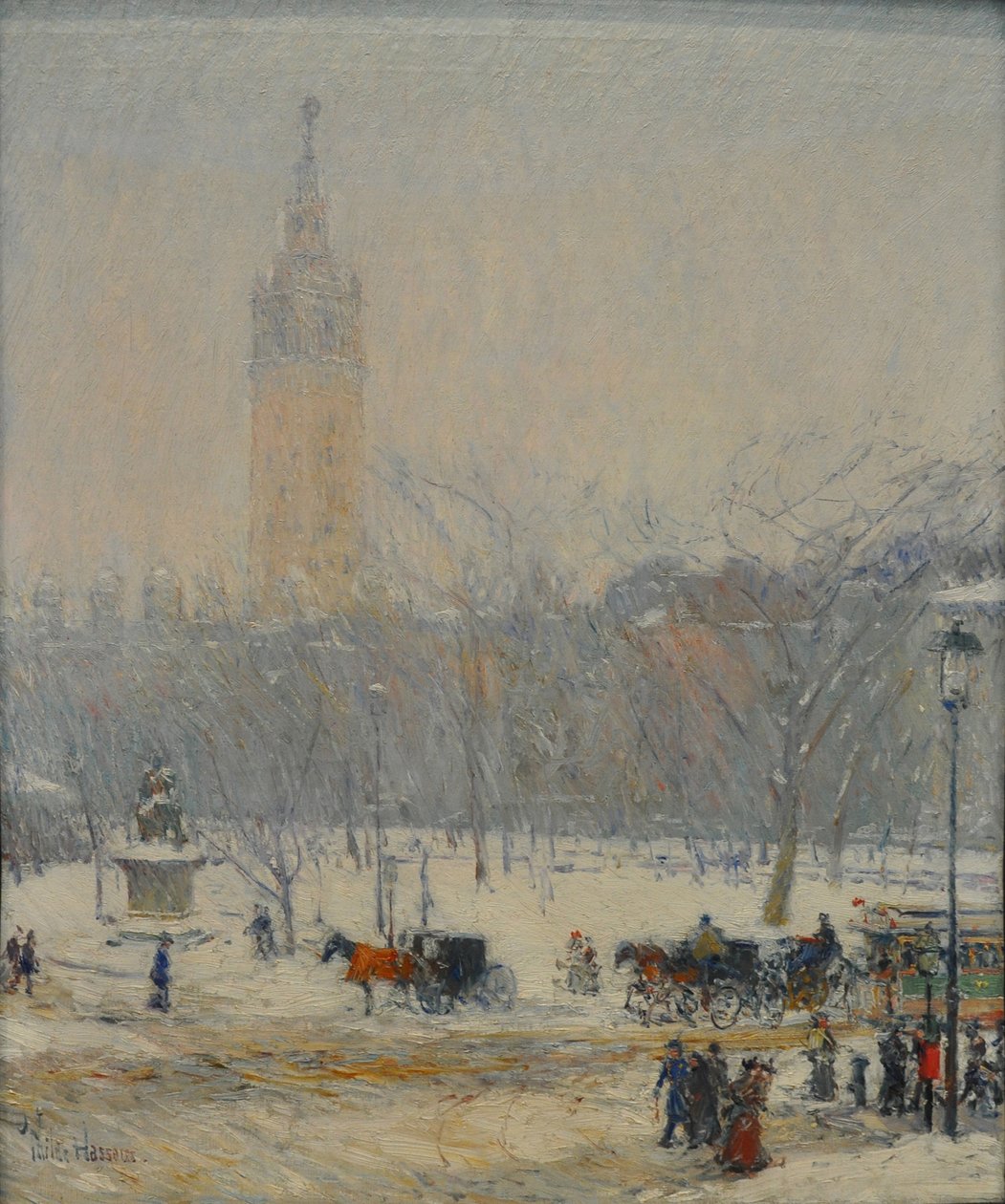 Kar fırtınası, Madison Meydanı. by Childe Hassam