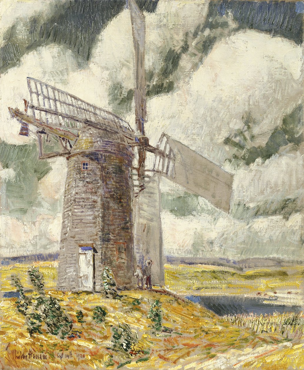 Eski Değirmende Yelken Bükme by Childe Frederick Hassam