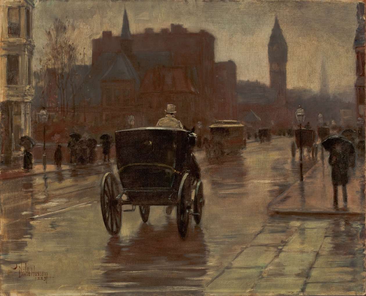 Columbus Caddesi, Yağmurlu Bir Gün by Childe Frederick Hassam