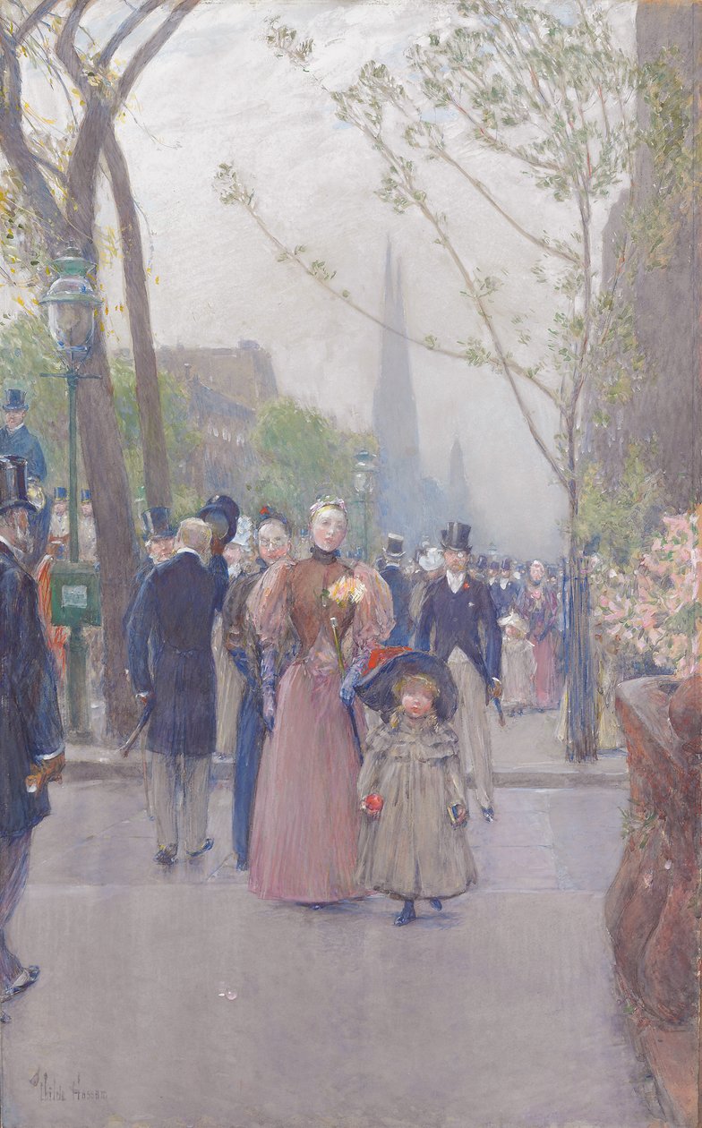 Fifth Avenue, 1890 dolayları (kağıt üzerine suluboya) by Childe Frederick Hassam