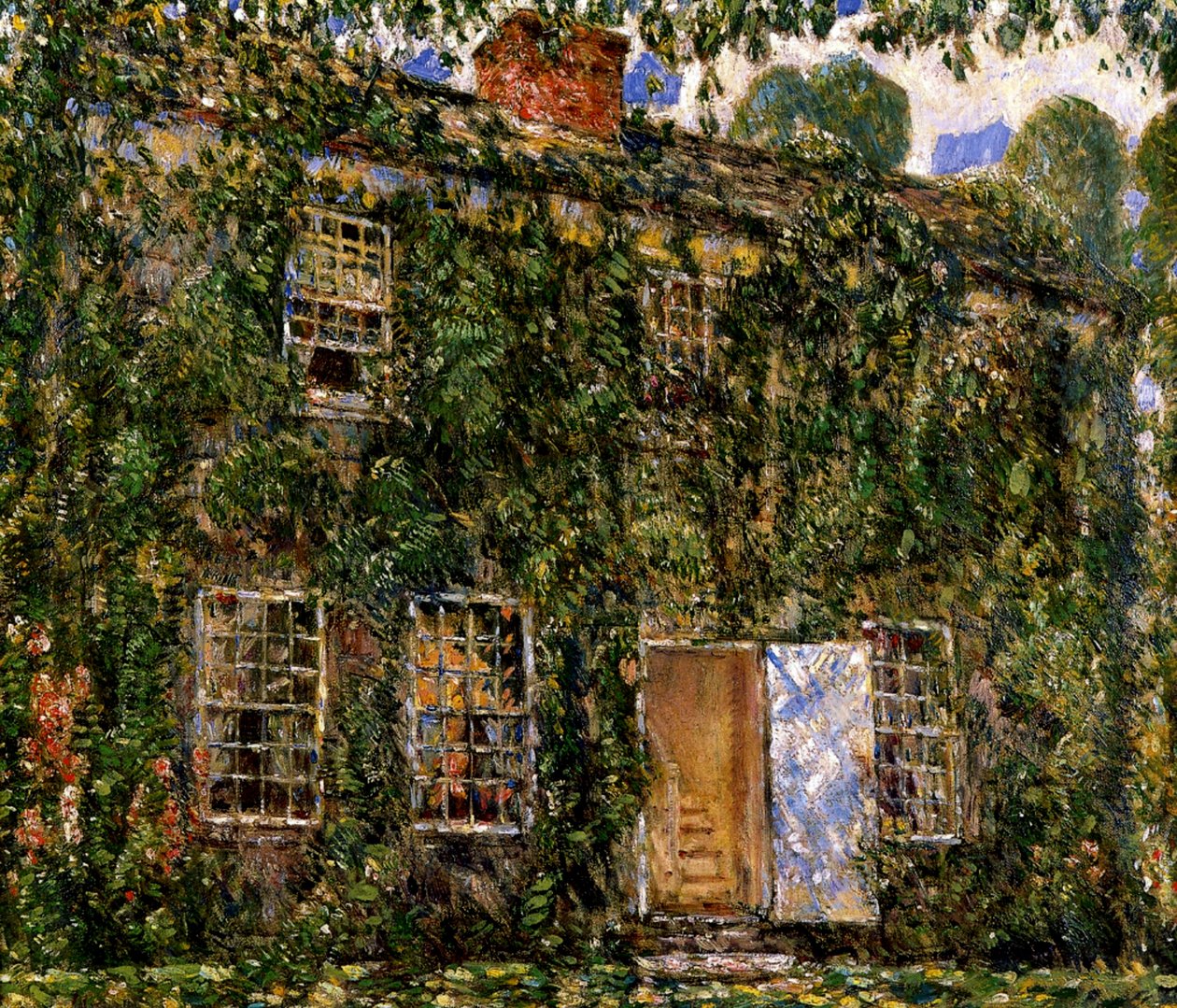 Home Cottage, East Hampton, c.1916 (tuval üzerine yağlı boya) by Childe Frederick Hassam