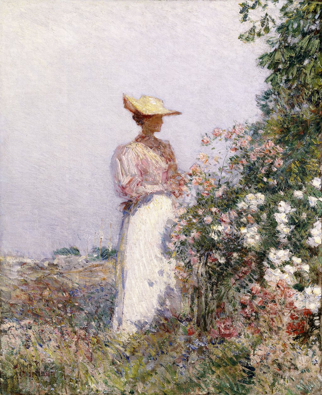 Çiçek Bahçesinde Bayan by Childe Frederick Hassam