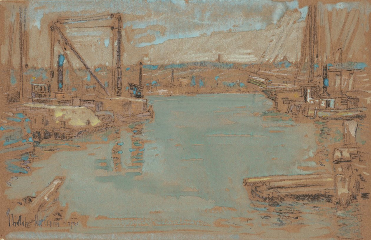 Kuzey Nehri Rıhtımı, New York by Childe Frederick Hassam