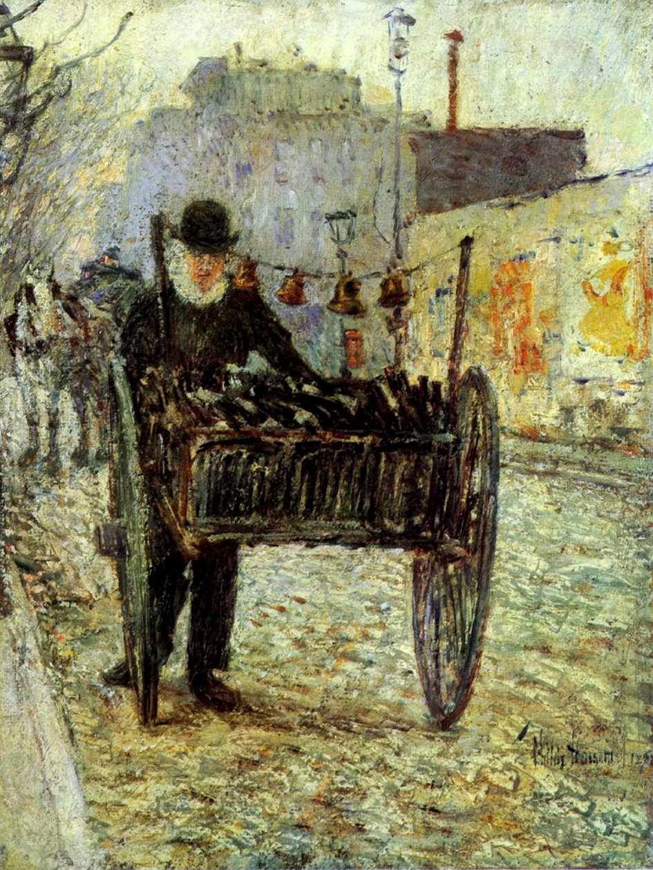 Yaşlı Adam Taşıma Şişeleri by Childe Frederick Hassam